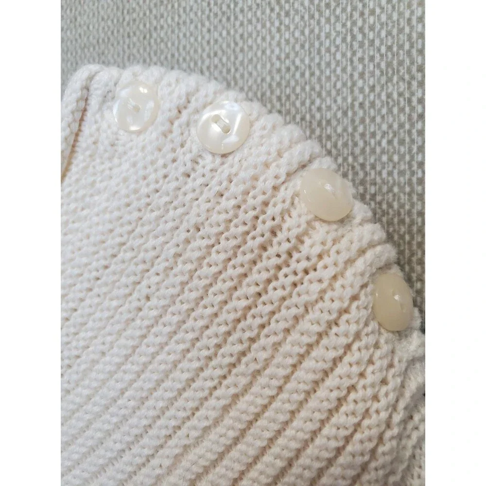 Talbots Woman Off-White 100% Cotton Boat Neck Pullover Sweater Size 1X